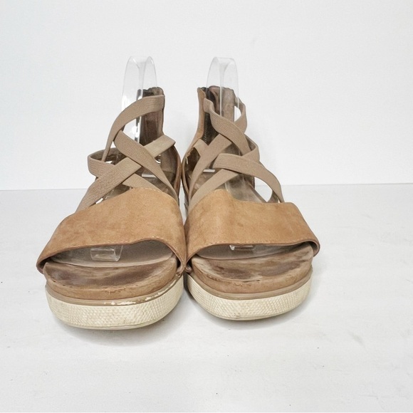 Eileen Fisher Skill Tumbled Nubuck Tan Strappy Platform Sandals Size 11 - Picture 5 of 6